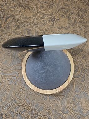 Vintage Dual-Tone Black White Art Deco Minimal Modern Bangle Bracelet